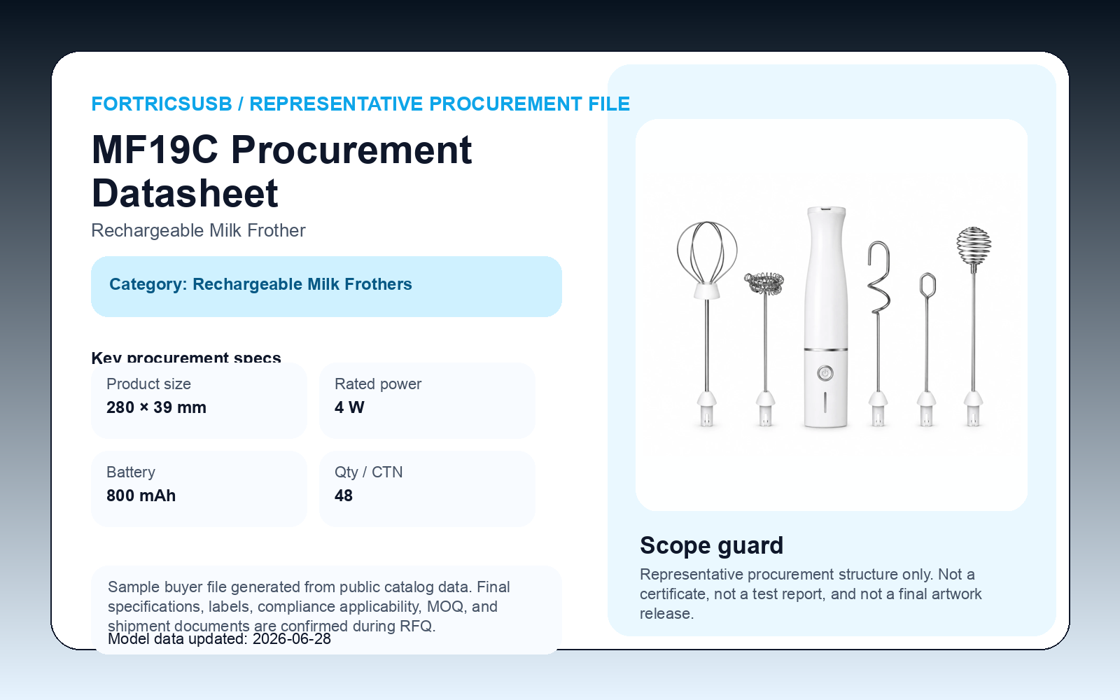 MF19C procurement datasheet cover preview